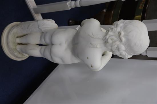 A pair of 19th century Italian carved white marble figures of putti, height 31in.